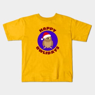 Happy Owlidays | Owl Pun Kids T-Shirt